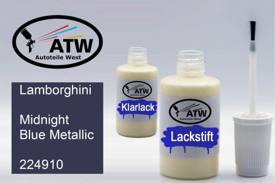 Lamborghini, Midnight Blue Metallic, 224910: 20ml Lackstift + 20ml Klarlack - Set, von ATW Autoteile West.